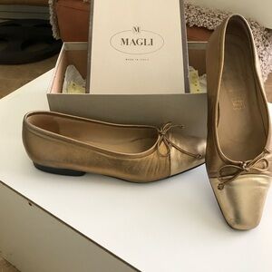 Bruno Magli Gold Leather Flats